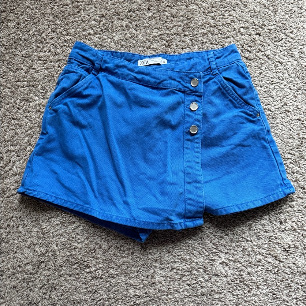 Zara Royal Blue Skort with Front Button Detail